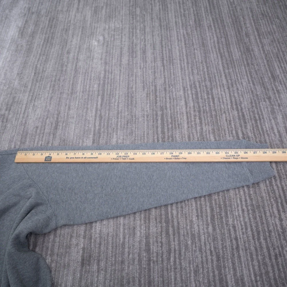 Lands End Mens XXL Gray 100% Cotton Quarter Zip Sweater Elbow Patches 50-52